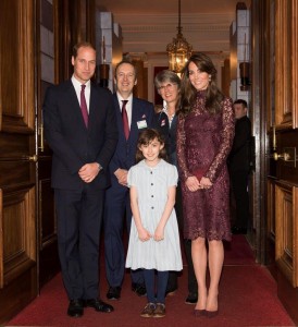 TRH The Duke and Duchess of Cambridge with Anna-Louise Knight as Matilda, and Julian Bird, Chief Executive of SOLT and Catherine Mallyon, Executive Director of the RSC